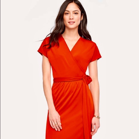 ann taylor red wrap dress Side Wrap Dress